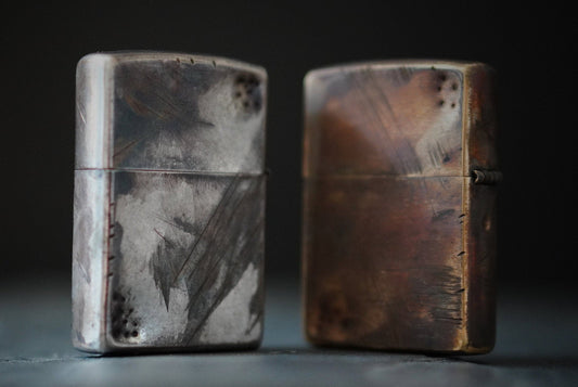 Heavily Distressed Aged & Oxidised Battle Damaged Custom Zippo Lighters