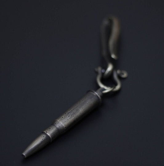 Writers Bullet Pen - Battle Distressed Solid Brass Belt Loop Hook Pendant Keepsake Keychain Accessory / Writer / Poet / EDC / Lanyard