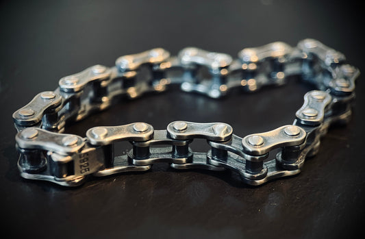 Handmade Oxidized & Distressed 925 Sterling Silver Bike Chain Bracelet – Unisex Jewelry