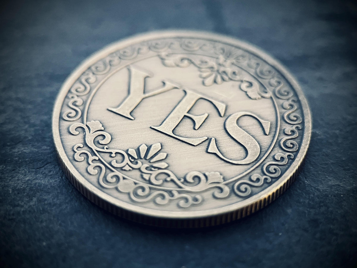 Ornate Brass Decision Coin: Lucky YES/NO Pocket Accessory