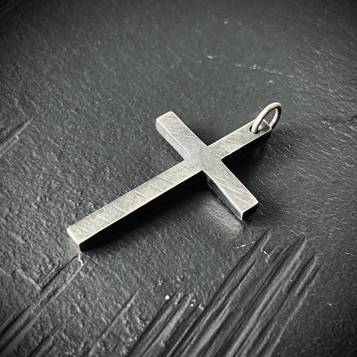 Distressed Handmade 925 Solid Sterling Silver Simple Minimalist Plain Cross Crucifix Pendant