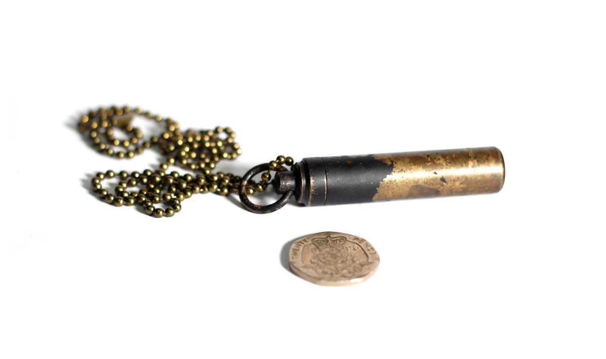 Distressed Brass Vial Necklace: Vintage Style Capsule Urn Pendant