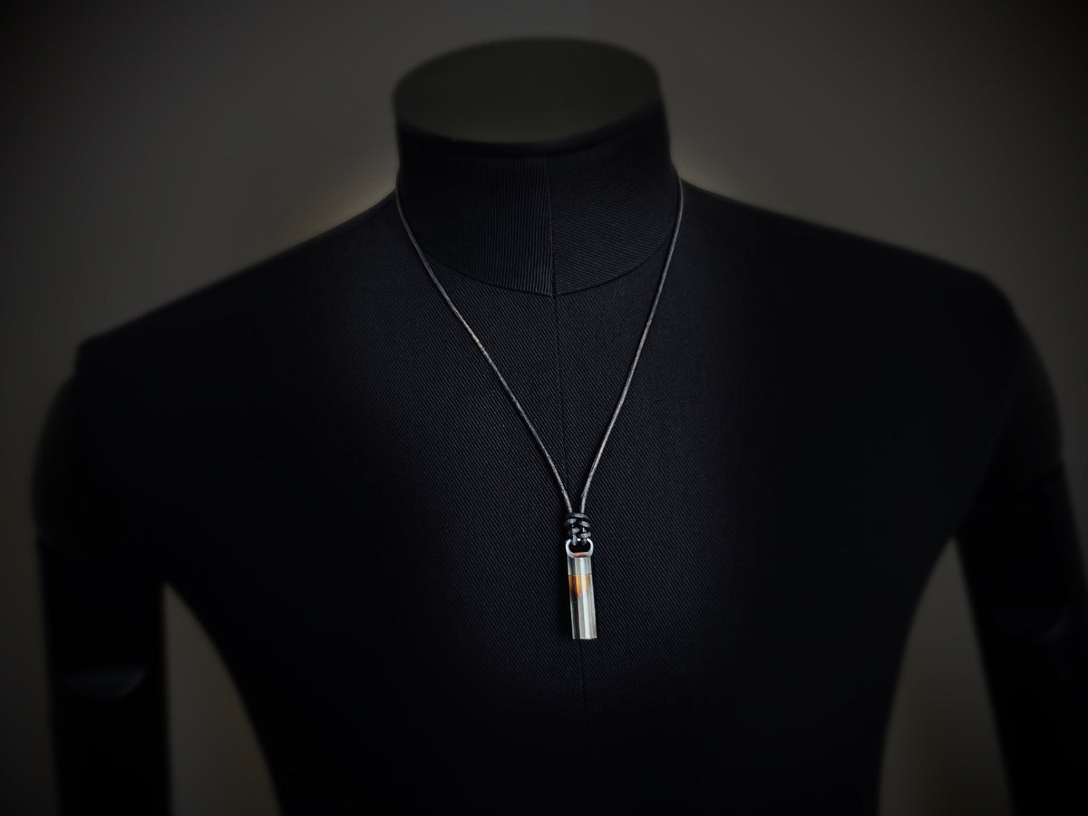 Rainbow Pearlescent Stainless Steel Small Pill Vial Shotgun Shell Capsule Stash Urn Pendant & Leather Cord Necklace / EDC / Everyday Carry