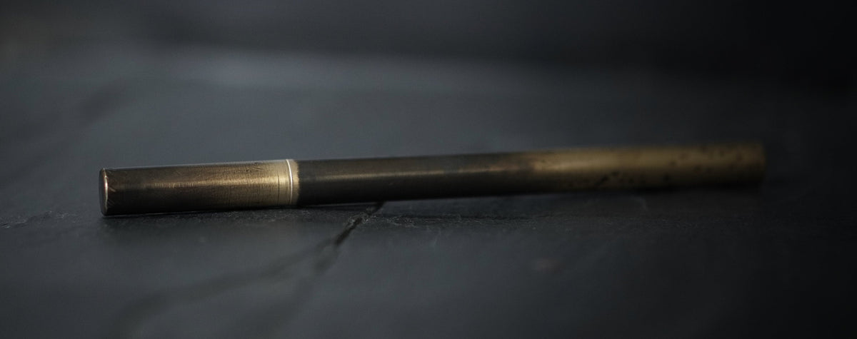 Handmade Two-Tone Solid Brass Pen: Distressed, Oxidized Finish