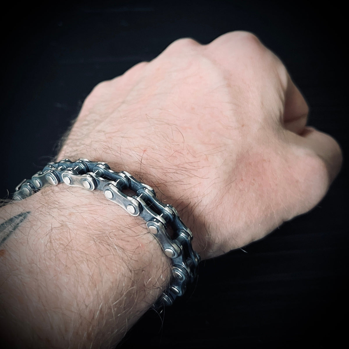 Handmade Oxidized & Distressed 925 Sterling Silver Bike Chain Bracelet – Unisex Jewelry