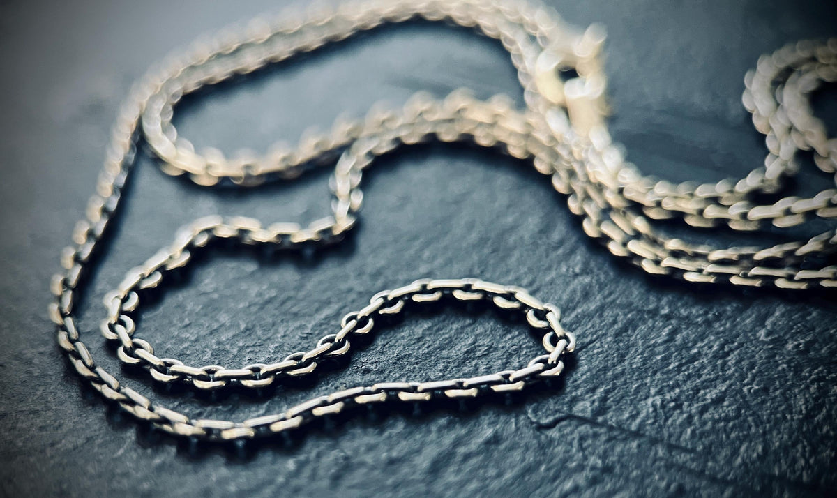 Slim Minimalist Rustic 925 Sterling silver Box Cable Chain Necklace for Pendants - 50cm