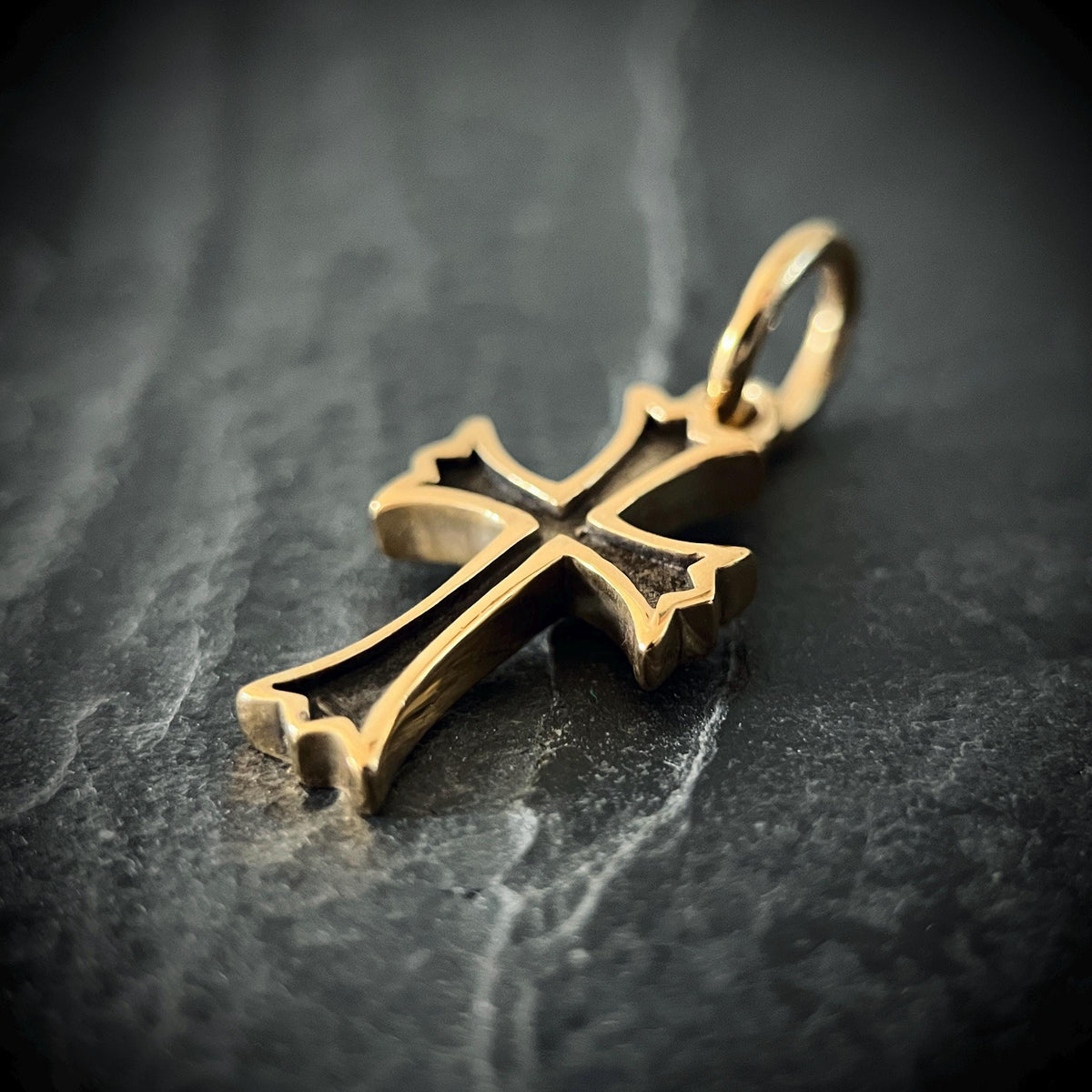 24ct Gold Handmade Classic Minimalist Dainty Small Cross Crucifix Pendant with Presentation Gift Box