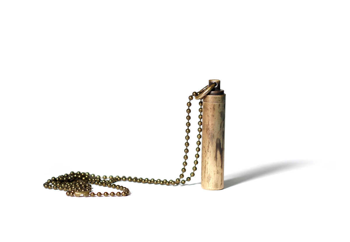 Distressed Solid Brass Vial Necklace, Stash Capsule Container Tube Pendant