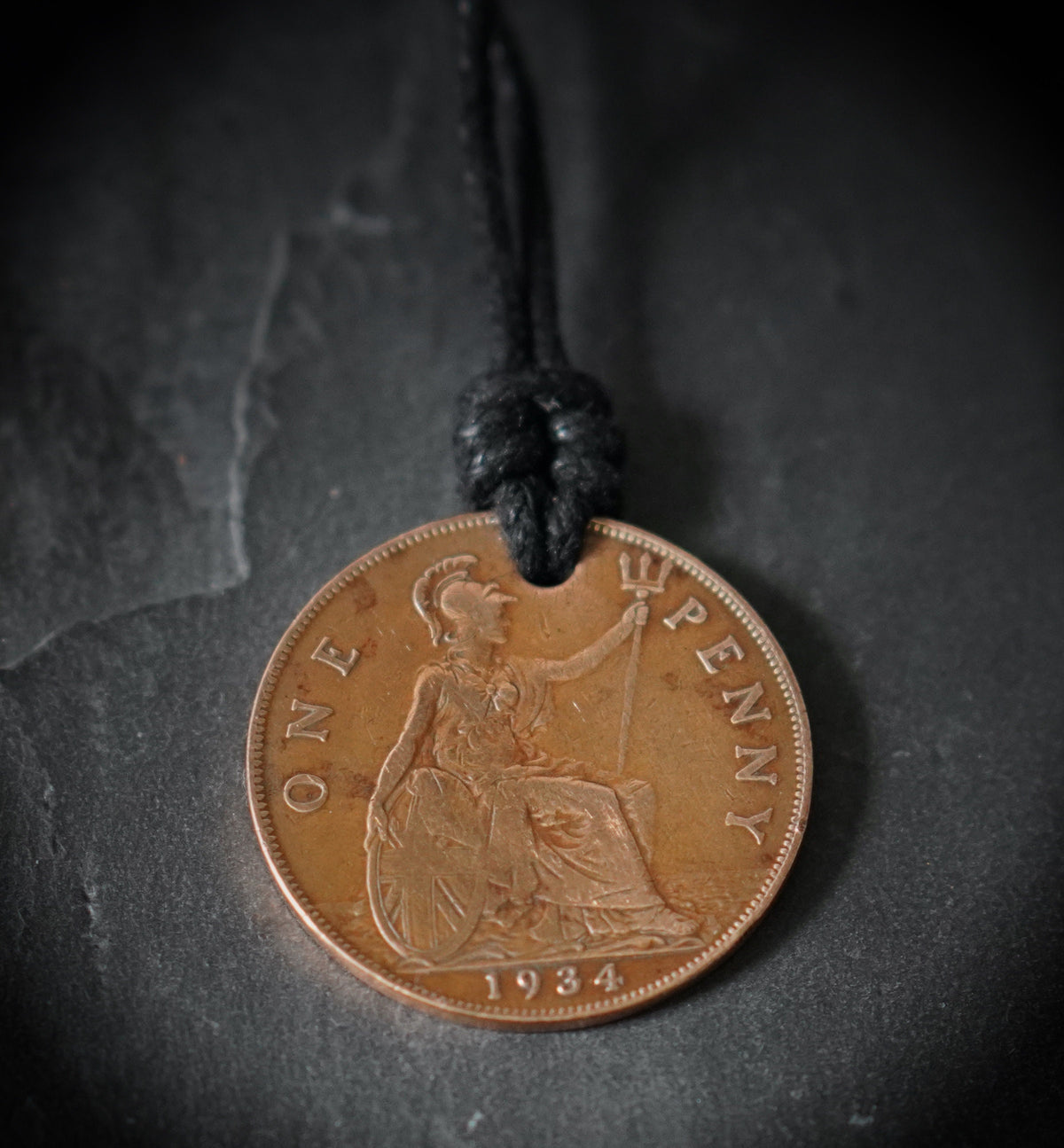 Edwardian Copper Penny Necklace: Distressed King Coin Pendant