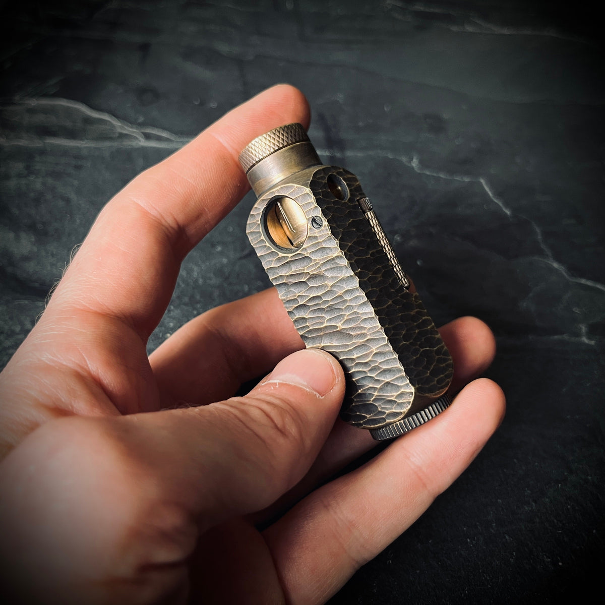 Vintage Style Battle Worn Solid Distressed Brass Heavy Metal Trench Art War Lighter with Textured & Hammered Surface / EDC / Collectors