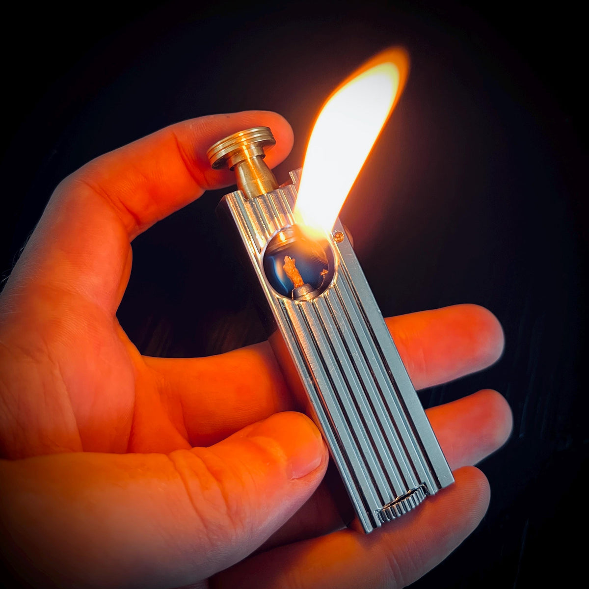 Sleek Silver & Gold 2-Tone Contrast Art Deco 1920 Vintage Style Solid Brass Rustic Trench Art Custom Lighter / EDC / Everyday Carry / Light