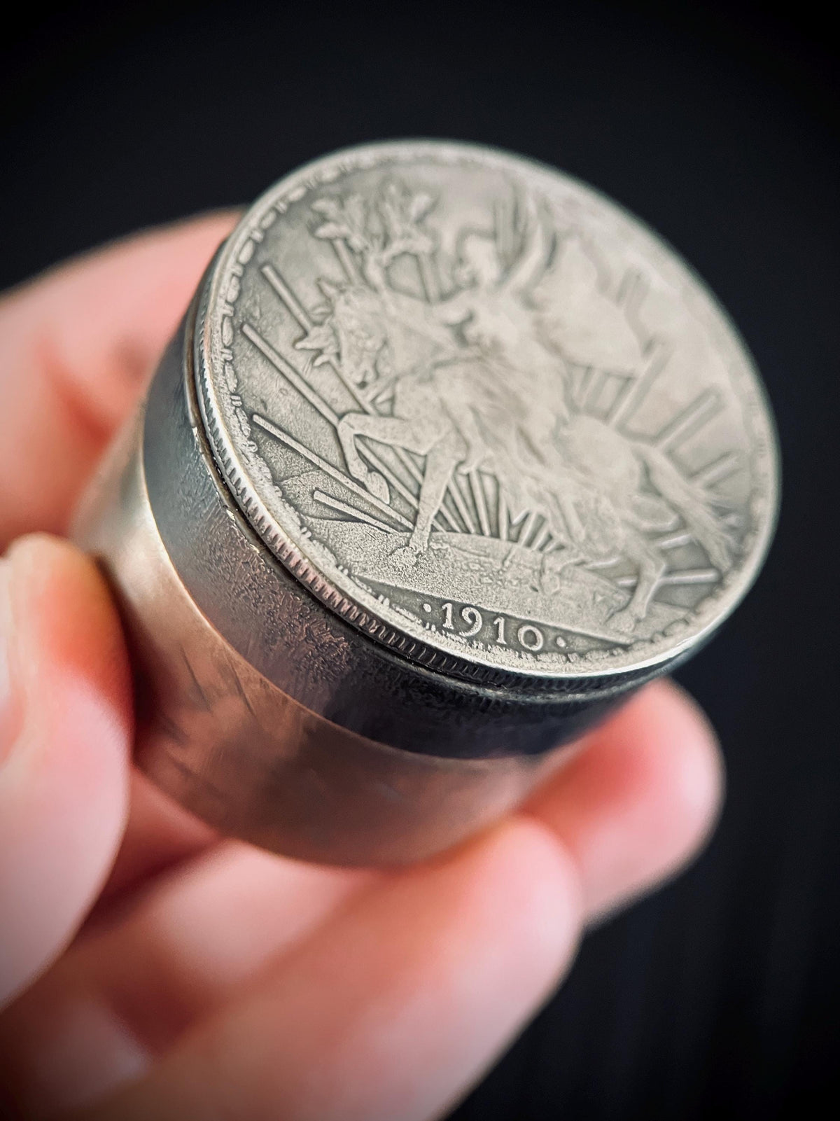 Handmade Silver Peace Knight Peso Caballito Dollar Hobo Coin Brass Pill Bottle Stash Capsule Container / Pot / EDC / Medicine / Snuff Box