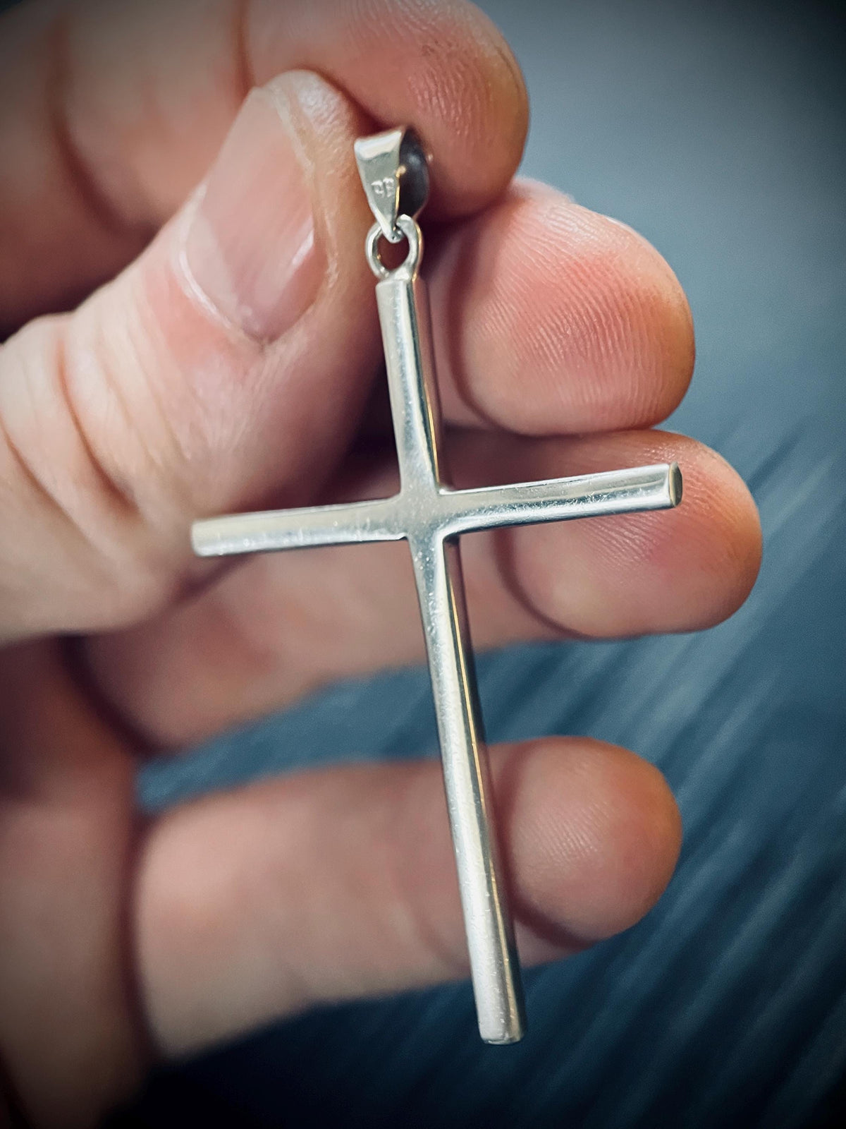 Large Handmade 925 Solid Sterling Silver Simple Minimalist Plain Cross Crucifix Pendant