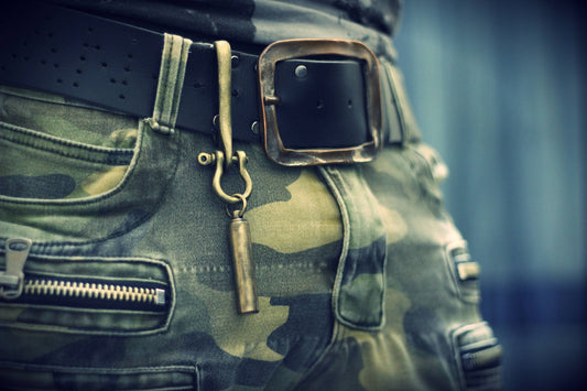 Distressed Brass Belt Hook Keychain with Stash Capsule