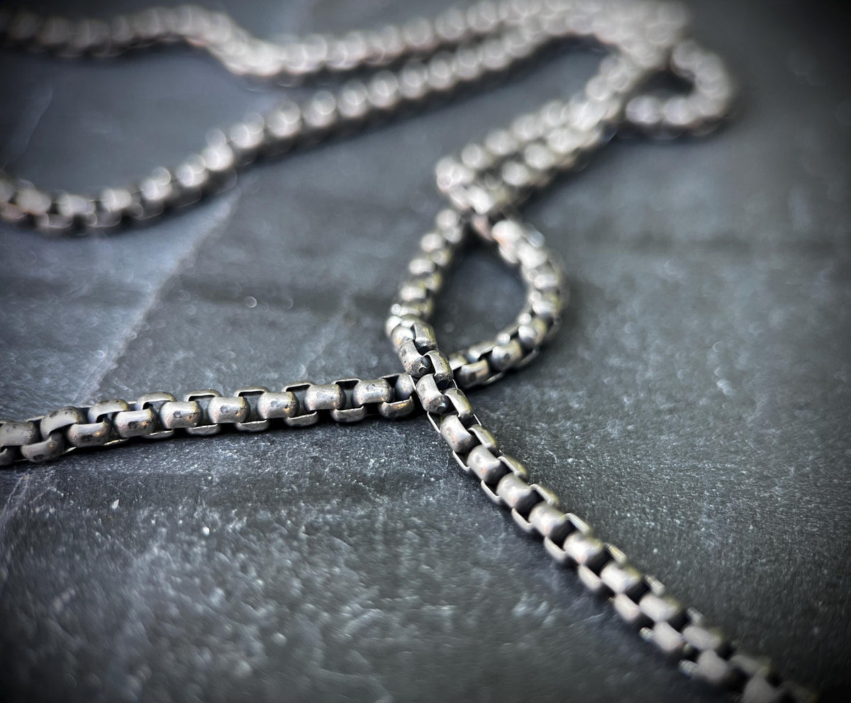 Rustic Solid Stainless Steel Blackened Silver Arrowhead Pendant & 24" Inch Matching Necklace – Oxidised and Distressed