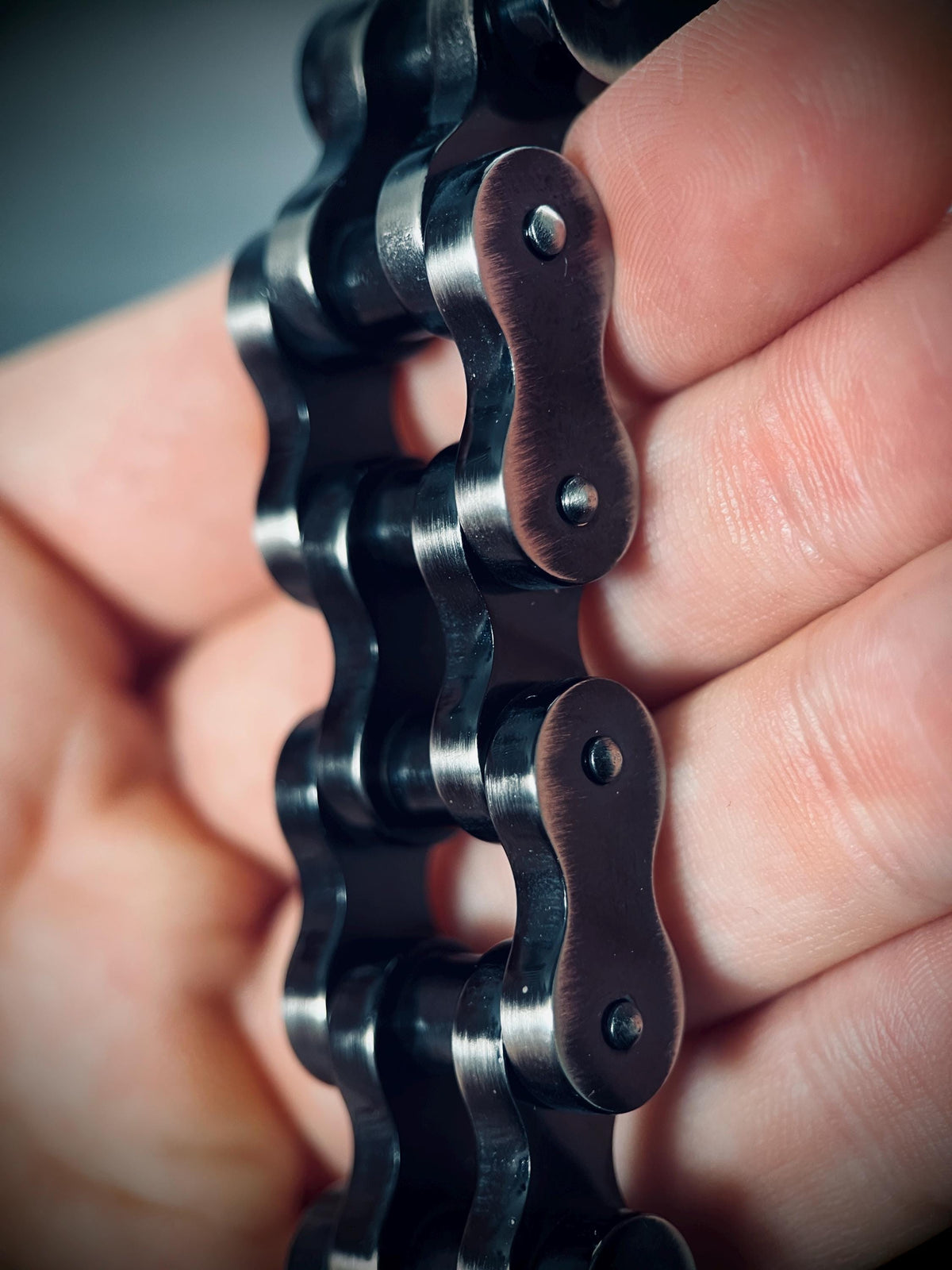 Extra Wide Heavy Chunky Oxidised Stainless Steel Bike Chain Bracelet – Vintage Blackened Finish