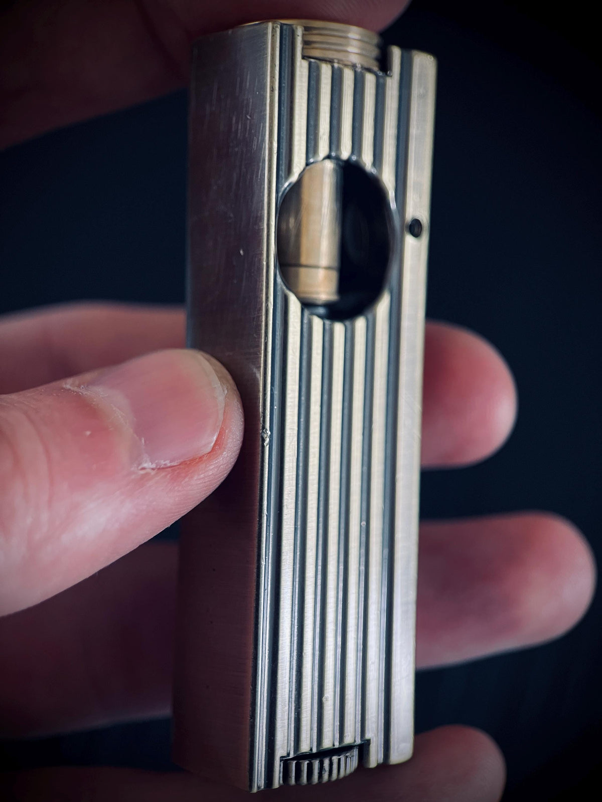 Sleek Art Deco 1920's Vintage Style Solid Brass Heavy Grooved Rustic Trench Art Custom Lighter / EDC / Everyday Carry / Light