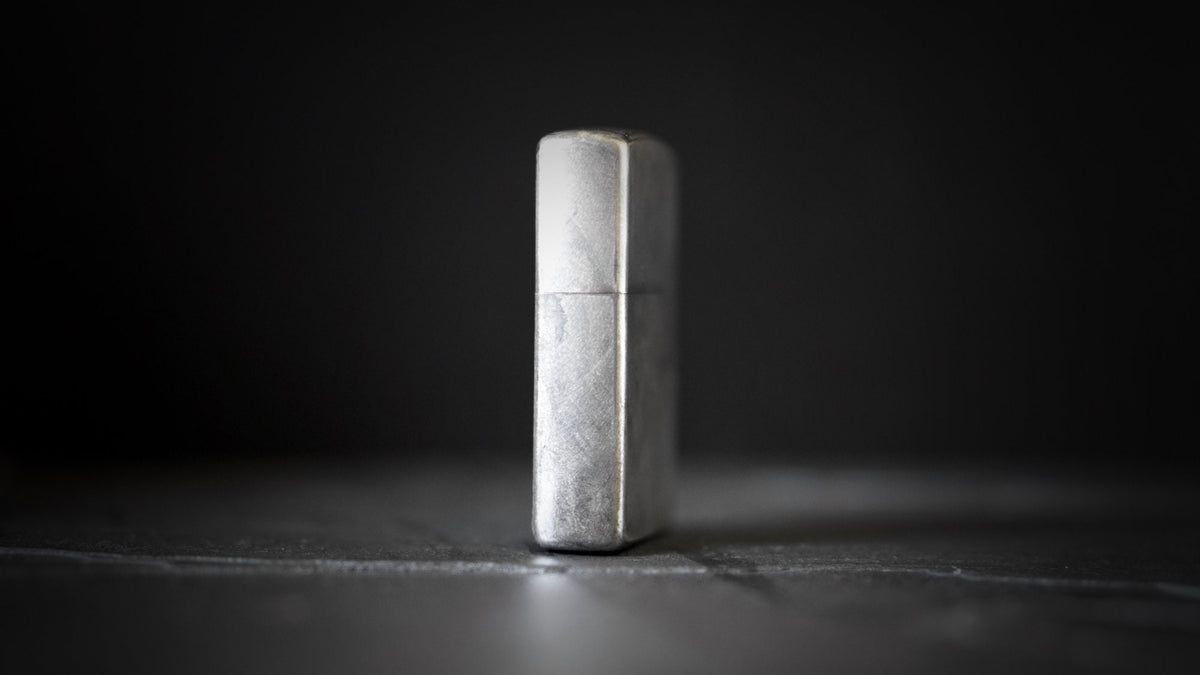 Customised Brushed Rustic Chrome Zippo Lighter: Distressed Oxidized Vintage Style Finish
