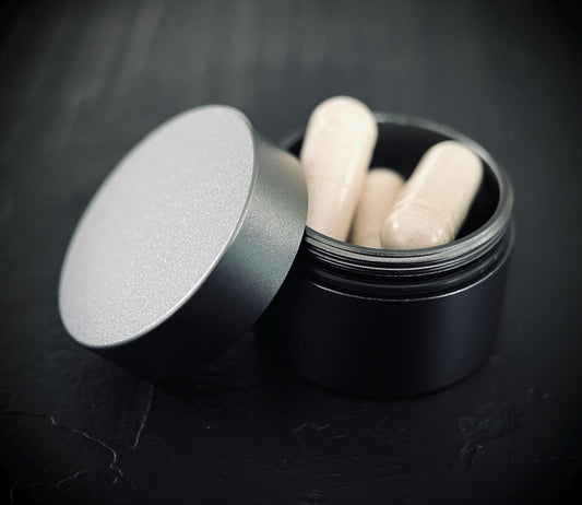 Gunmetal Aluminum Pill Capsule: Waterproof Pocket Stash Box