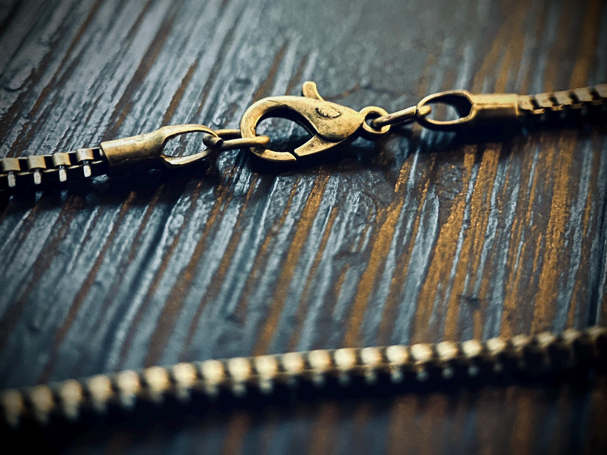 Slim Minimalist Rustic Brass Box Chain Necklace for Matching Pendants - 60cm