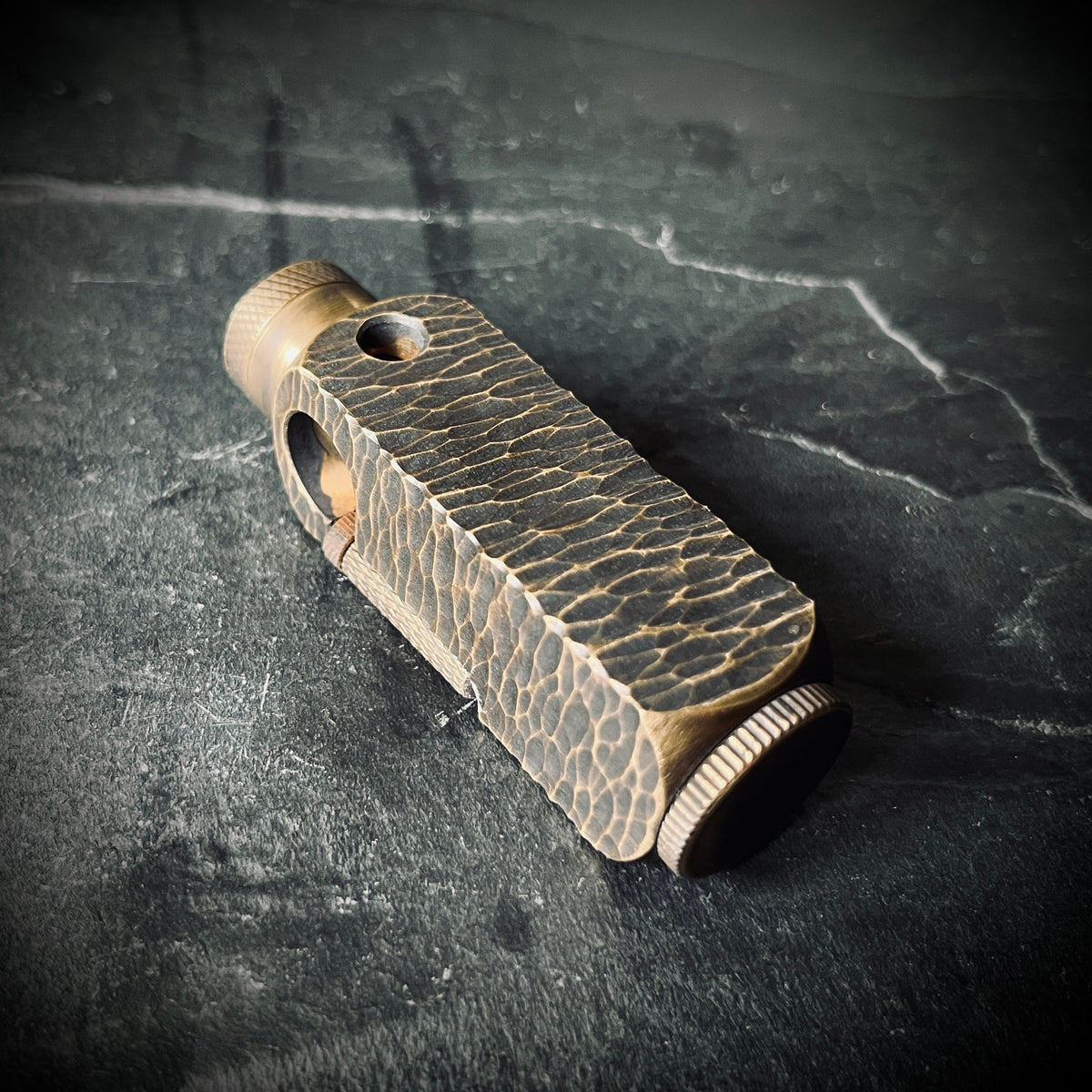 Vintage Style Battle Worn Solid Distressed Brass Heavy Metal Trench Art War Lighter with Textured & Hammered Surface / EDC / Collectors