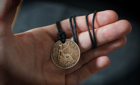 Edwardian Copper Penny Necklace: Distressed King Coin Pendant