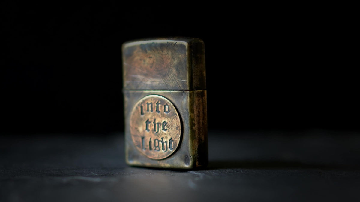 Customised Engraved Personalised Distressed & Oxidised Vintage Style Rustic Brass Zippo Lighter with Inscription