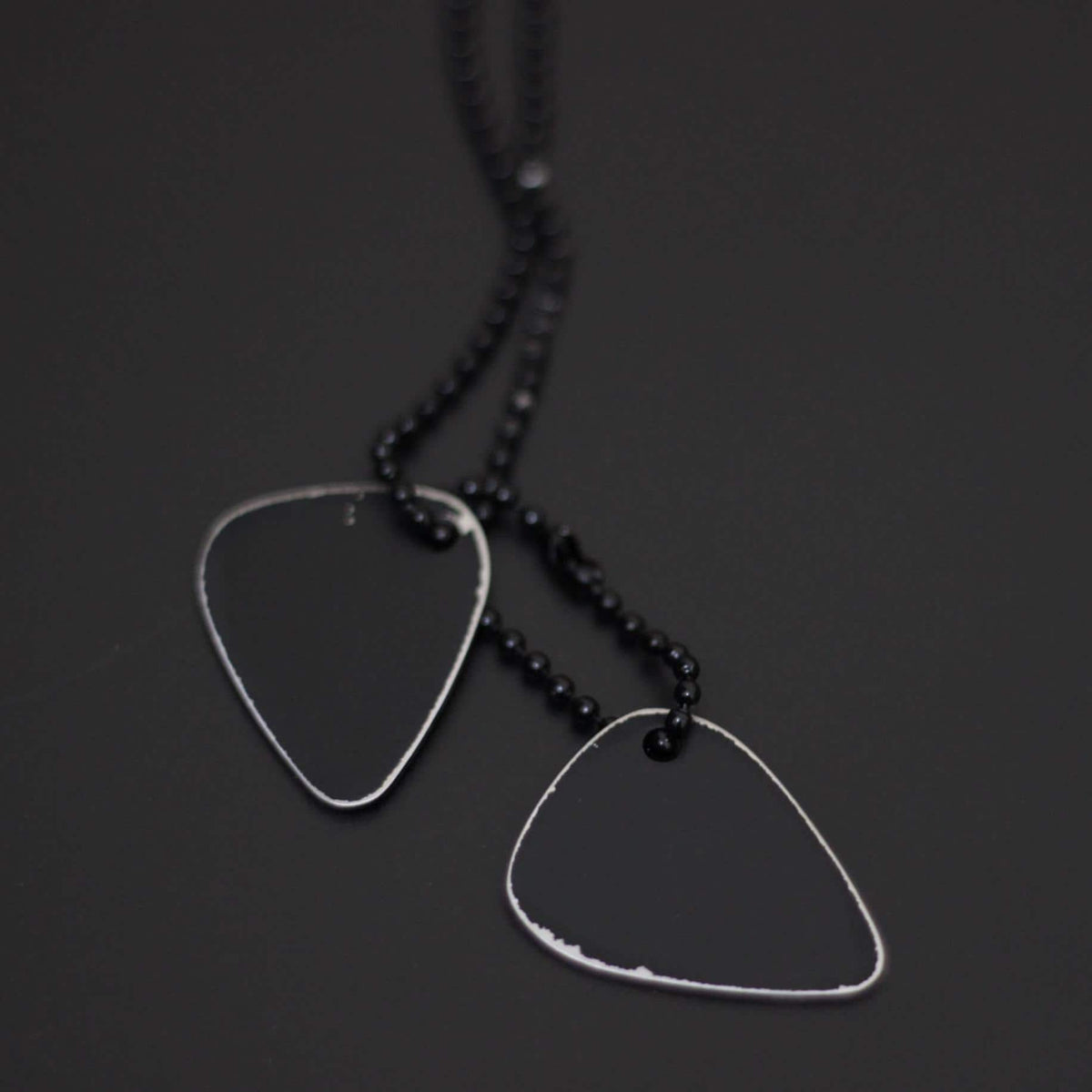 Handmade Matte Black Guitar Pick Necklace: Stainless Steel Musician Pendant