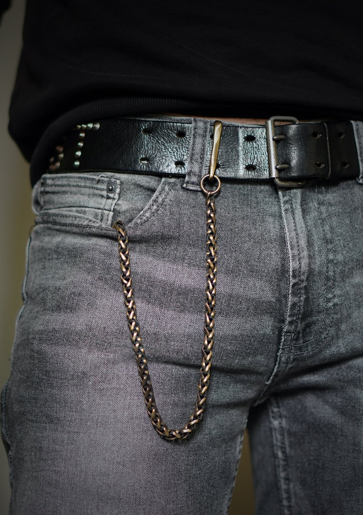 Distressed Oxidised Solid Brass Belt Loop Fish Hook Wallet Chain Accessory / EDC / Everyday Carry / Mens / Unisex / Key Holder / Keychain