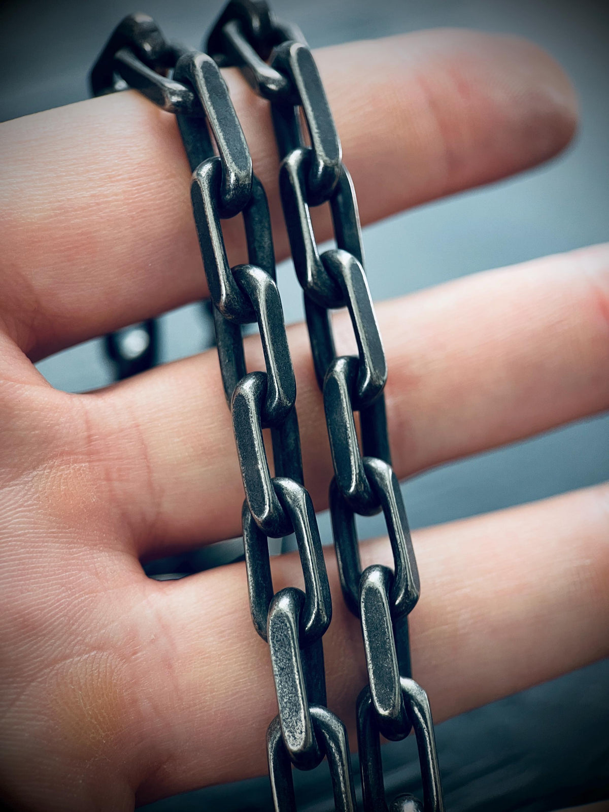 Thick Chunky Heavy Distressed Silver Stainless Steel Cable Link Boxy Chain Necklace