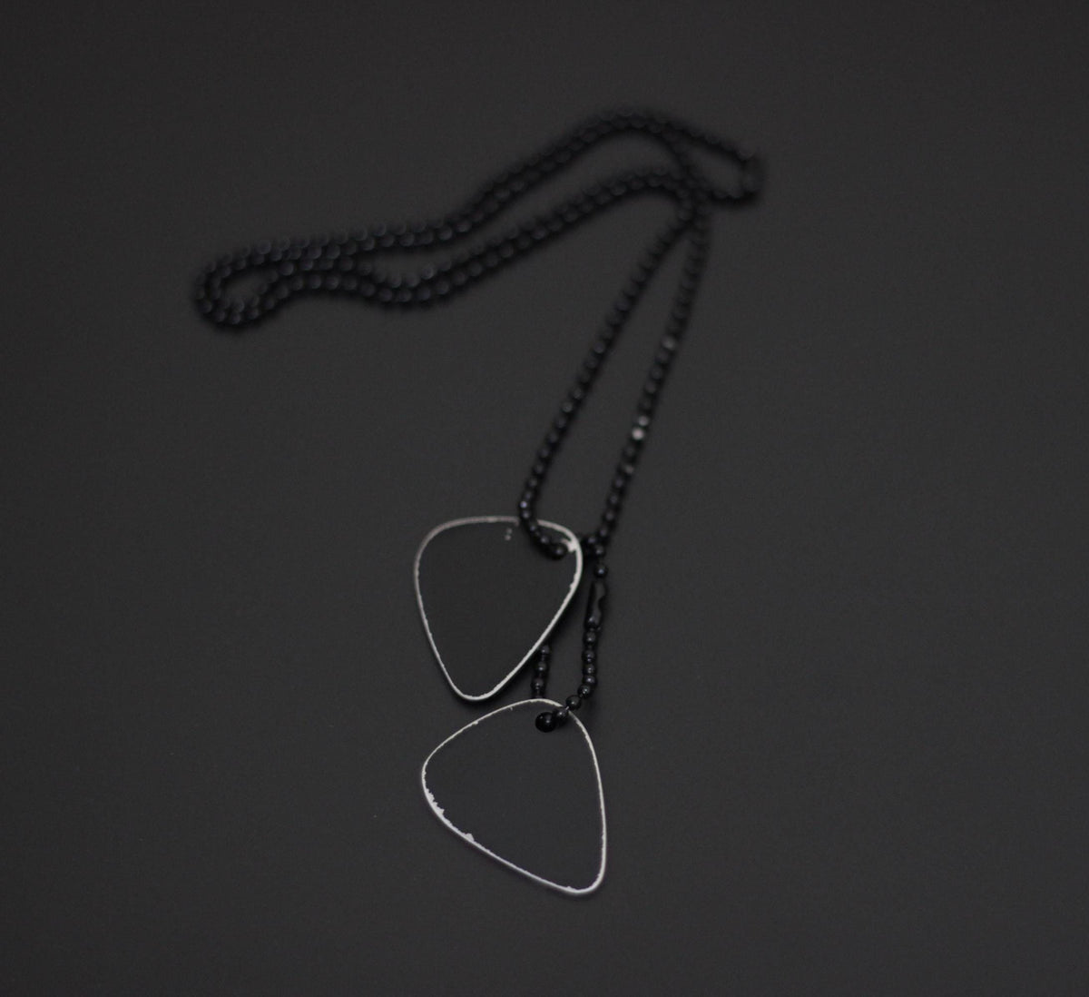 Handmade Matte Black Guitar Pick Necklace: Stainless Steel Musician Pendant