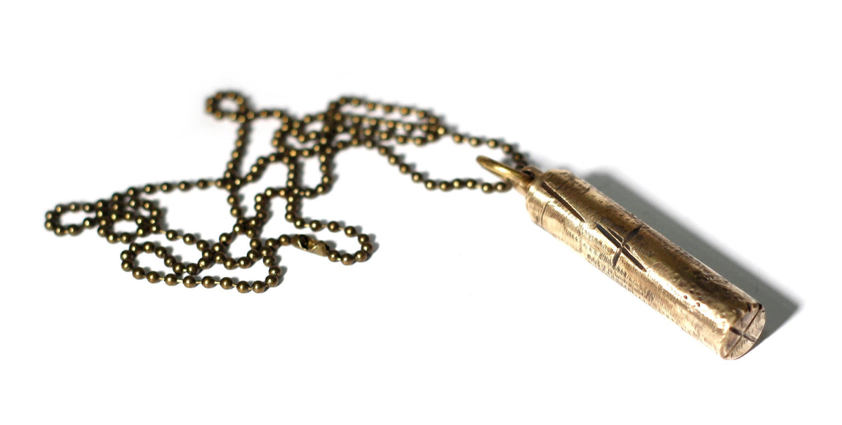 Distressed Brass Capsule Pendant: Secret Stash Vial Necklace