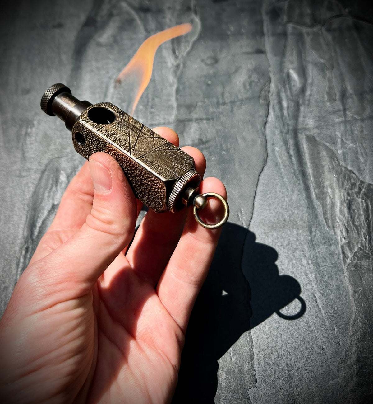 Distressed & Oxidised Vintage Patina Battle Worn Abstract Solid Brass Heavy Metal Trench Art War Lighter / EDC / Everyday Carry / Collectors
