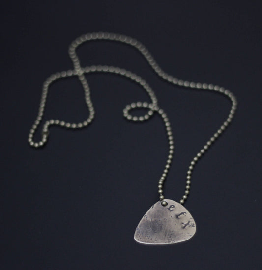 Custom Personalised Brass Guitar Pick Necklace with Engraved Lettering in Old English Font / Name / Initials / I.D (choose your own text)