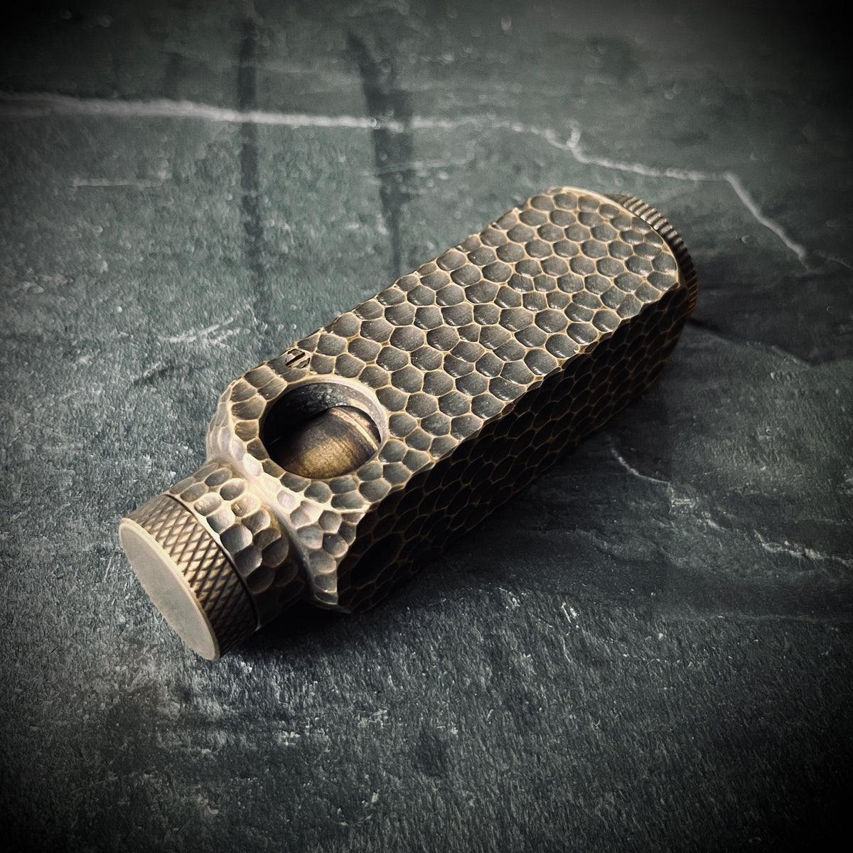 Textured Reptile Skin Vintage Style Solid Brushed Brass Heavy Metal Trench Art War Lighter / EDC / Everyday Carry / Survival Gear