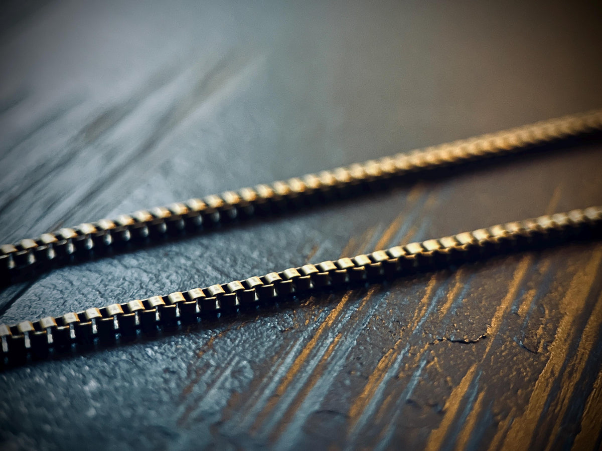 Slim Minimalist Rustic Brass Box Chain Necklace for Matching Pendants - 60cm