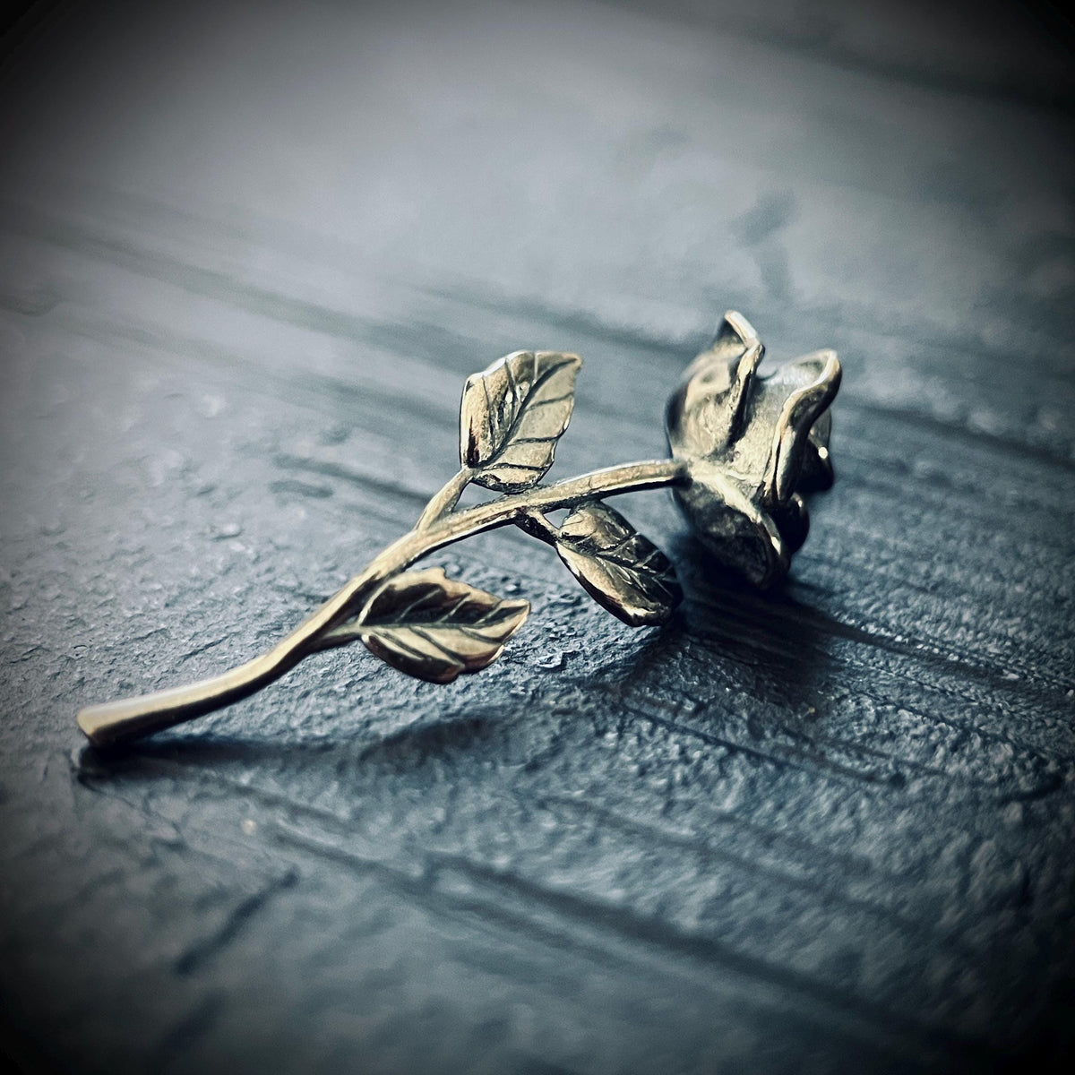 Rustic Oxidised Sterling Silver Rose Pendant • 925 Solid Silver Floral Flower Necklace Charm