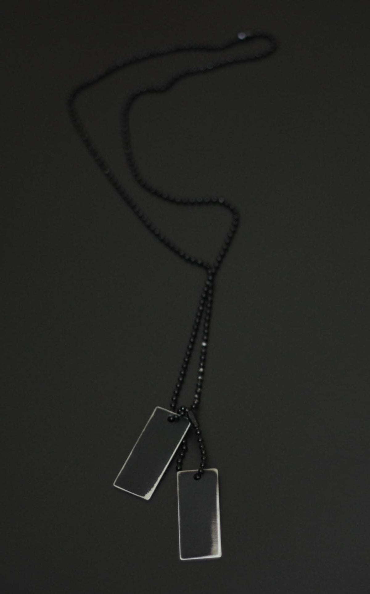 Matte Black Stainless Steel Dog Tag Necklace: Rustic Rectangular Pendant