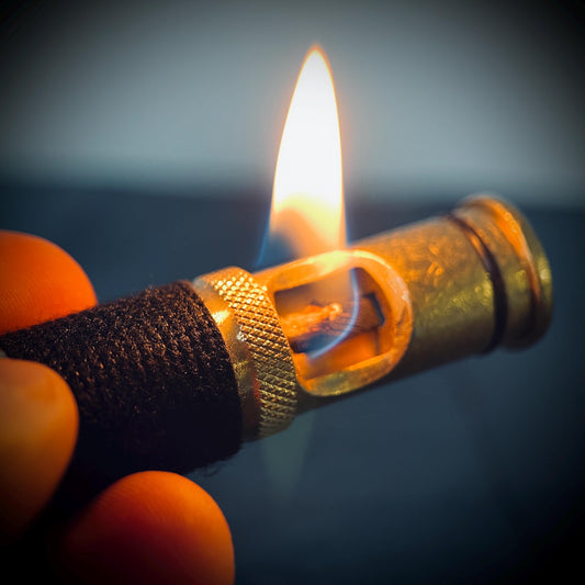 Distressed Vintage Style Solid Brushed Brass Heavy Metal Trench Art Pipe Torch Lighter / EDC / Everyday Carry / Survival Gear