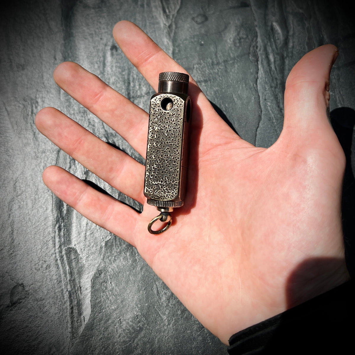 Distressed & Oxidised Vintage Patina Battle Worn Abstract Solid Brass Heavy Metal Trench Art War Lighter / EDC / Everyday Carry / Collectors