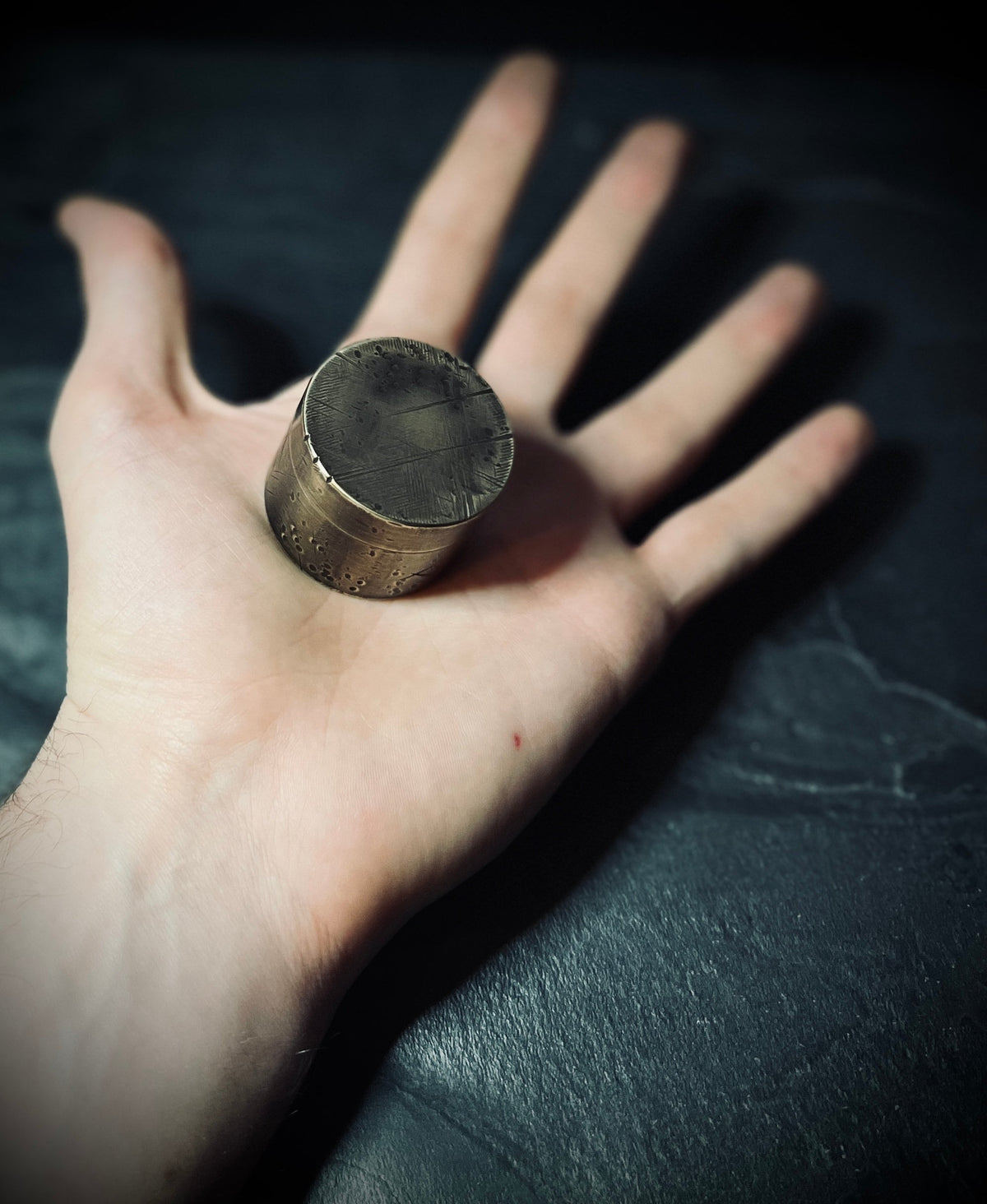 Custom Distressed Solid Brass Vintage Pill Bottle Stash Capsule Container / Survival EDC / Matchbox / Medication / Medicine / Snuff Box