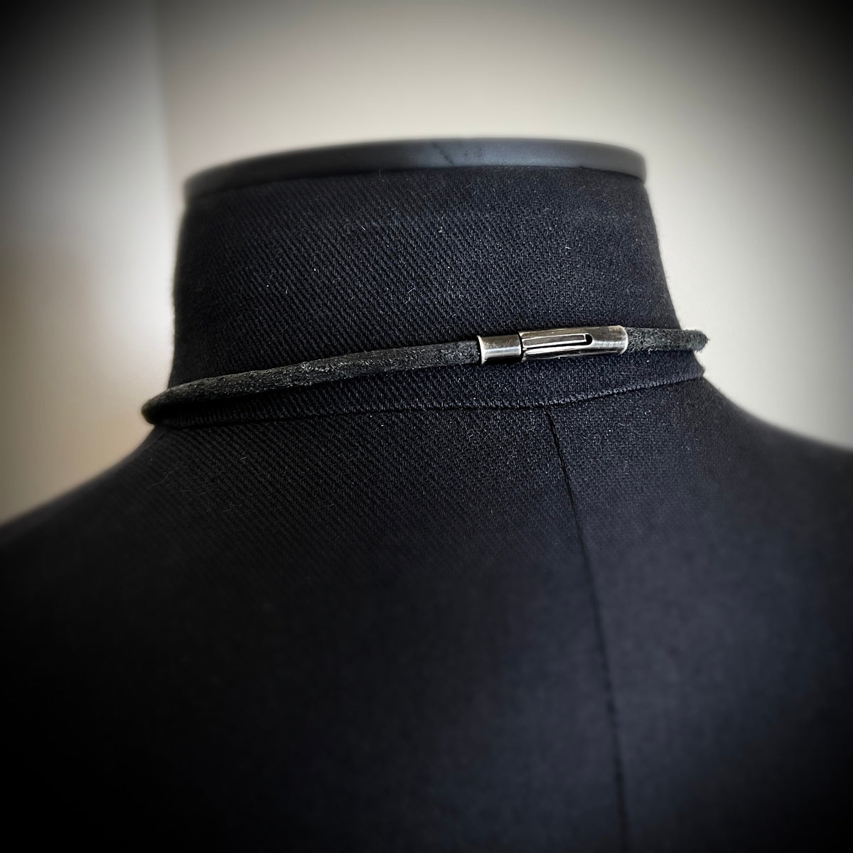 Rustic Oxidised Distressed Brass Crow Skull Pendant with Leather Cord Choker Necklace