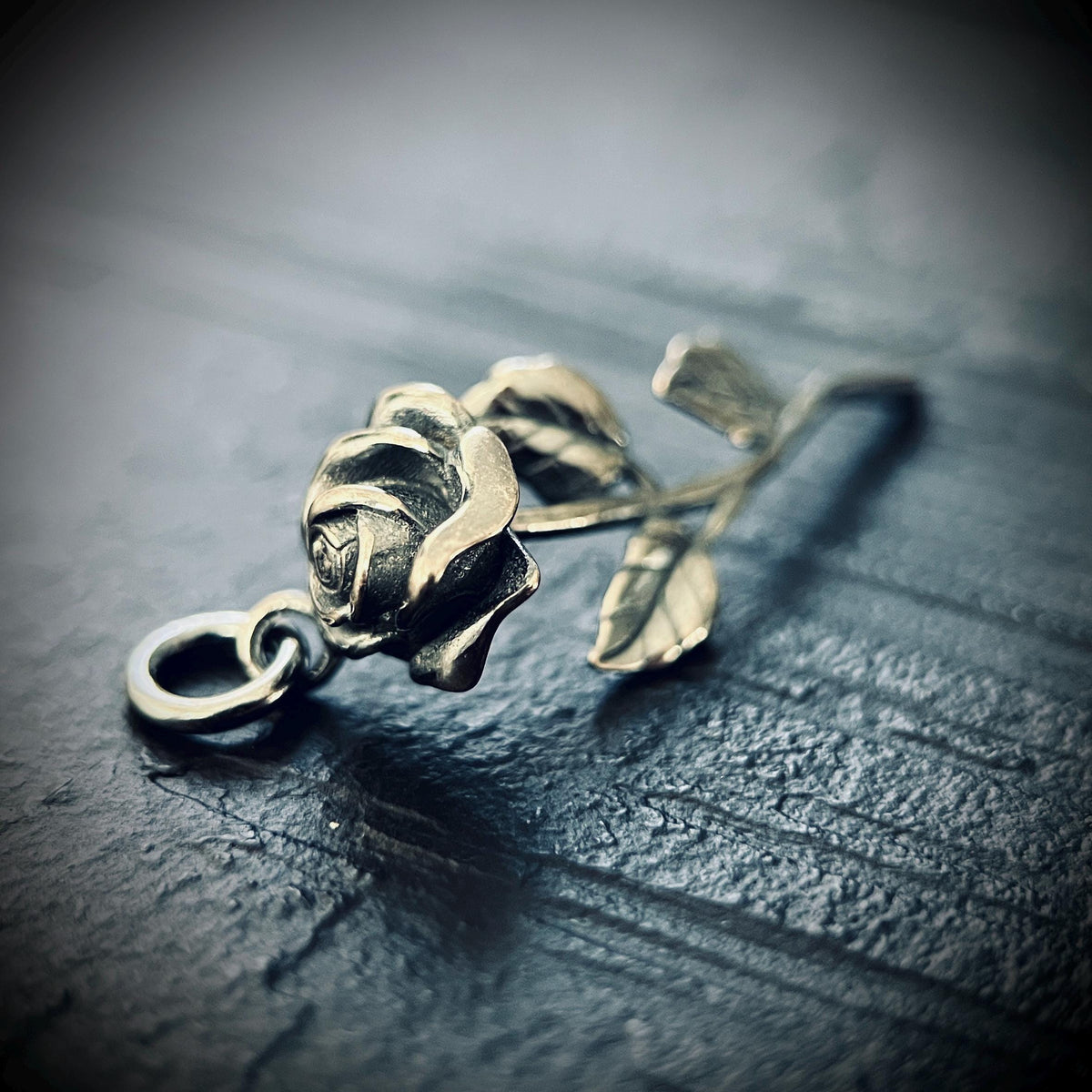 Rustic Oxidised Sterling Silver Rose Pendant • 925 Solid Silver Floral Flower Necklace Charm