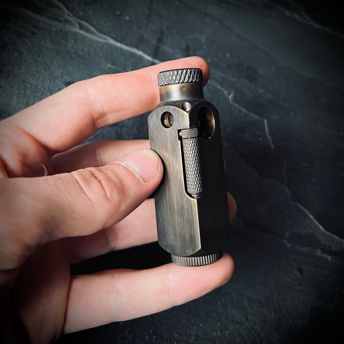 Blackened & Distressed Vintage Style Solid Matte Brushed Brass Heavy Metal Trench Art War Lighter / EDC / Everyday Carry / Survival Gear