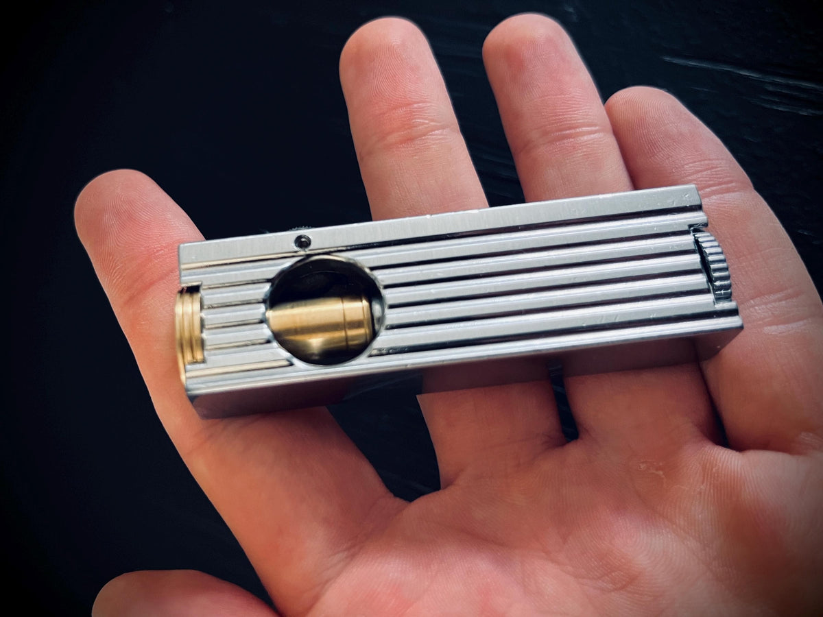 Sleek Silver & Gold 2-Tone Contrast Art Deco 1920 Vintage Style Solid Brass Rustic Trench Art Custom Lighter / EDC / Everyday Carry / Light
