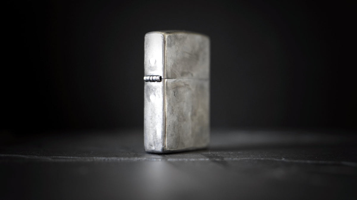 Customised Brushed Rustic Chrome Zippo Lighter: Distressed Oxidized Vintage Style Finish