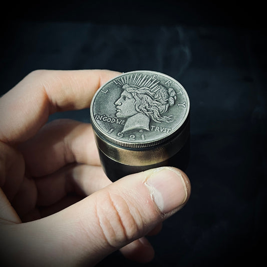 Handmade Brass Stash Box: Silver Hobo Coin Peace Dollar, Lady Liberty Pill, Medication Container