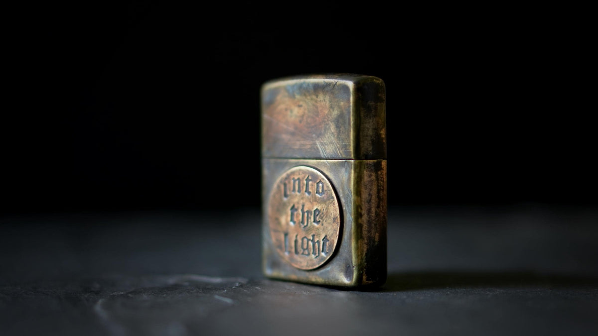 Customised Engraved Personalised Distressed & Oxidised Vintage Style Rustic Brass Zippo Lighter with Inscription