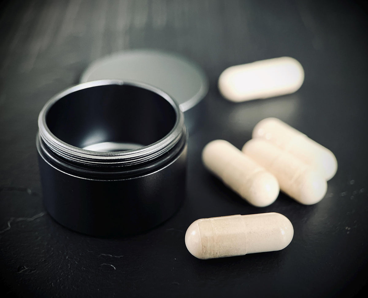 Gunmetal Aluminum Pill Capsule: Waterproof Pocket Stash Box