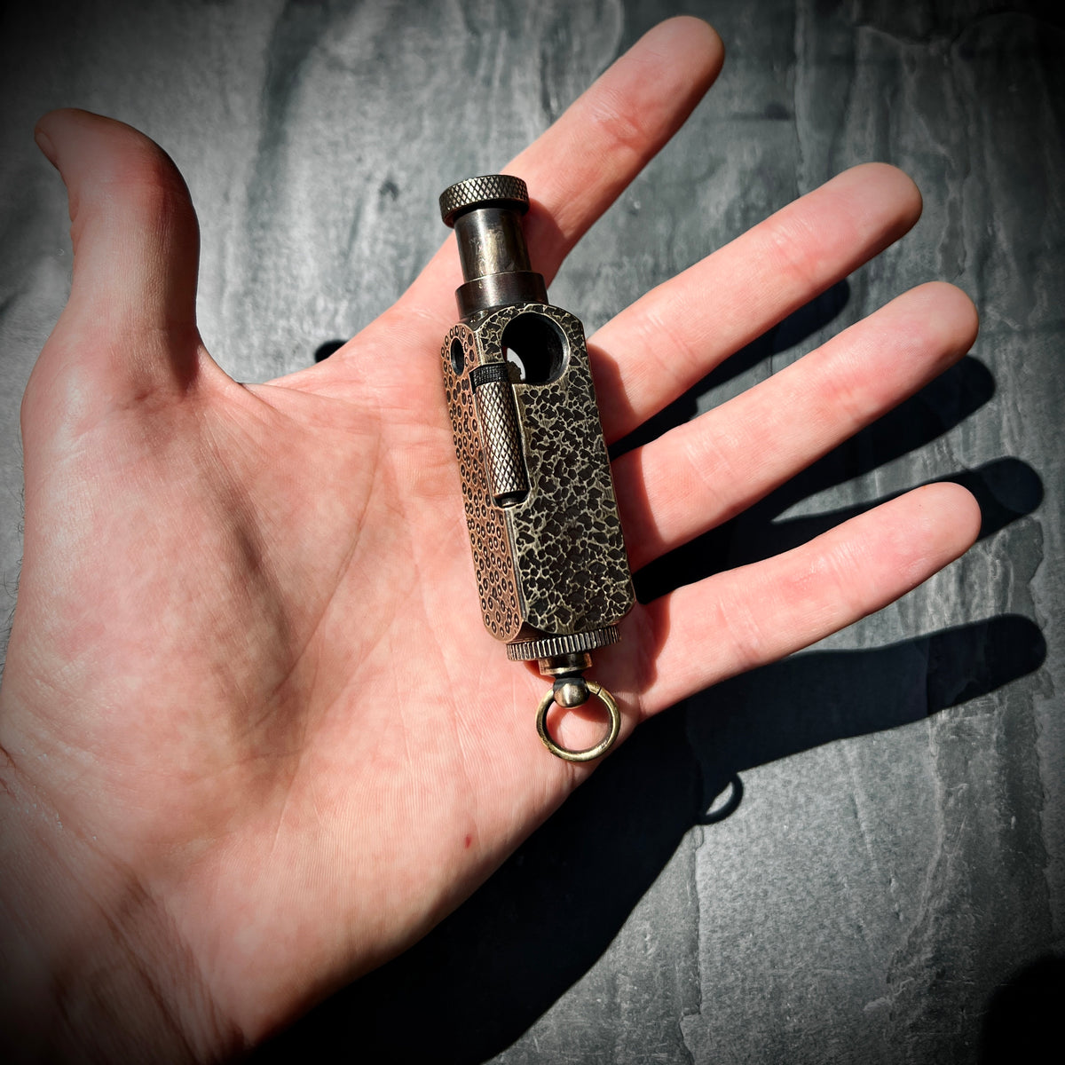 Distressed & Oxidised Vintage Patina Battle Worn Abstract Solid Brass Heavy Metal Trench Art War Lighter / EDC / Everyday Carry / Collectors